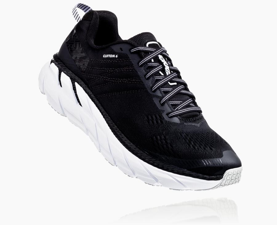 Zapatos Para Caminar Hoka One One Mujer Negros/Blancos - Clifton 6 - EVFO64781